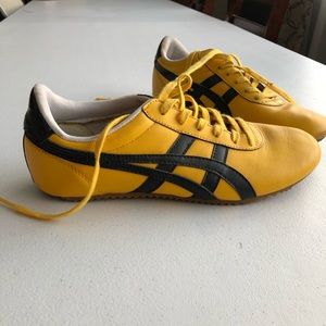 Yellow Onitsuka Tiger tennis shoes